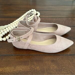 Forever 21 Nude Pink Ballet Flats with Ankle Straps - Sz 7.5